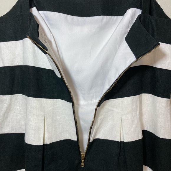 LOFT Black & White Striped Linen Blend Fit & Flare Dress Size 2 - Picture 5 of 7
